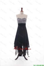 Custom Made Empire Strapless Beaded High Low Prom Dresses in Black DBEES201FOR