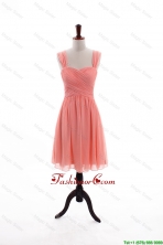Custom Made Empire Straps Knee Length Prom Dresses with Ruching DBEES178FOR