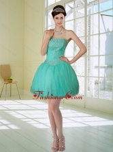 Discount Apple Green Strapless 2015 Prom Dresses with Embroidery and Beading QDZY218TZCFOR