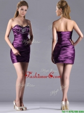 Discount Column Beaded Bust and Ruched Prom Dress in Dark Purple THPD177FOR