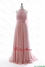 Discout Halter Top Red Prom Dresses with Ruching DBEES005FOR