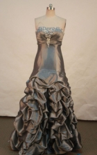 Elegant A-line Strapless Floor-length Prom Dresses Appliques with Beading Style FA-Z-00162