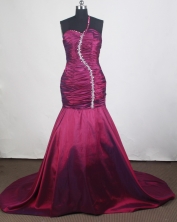 Elegant Column One Shoulder Brush Burgundy Prom Dress LHJ42876