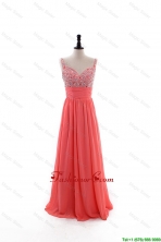 Elegant Empire Straps Beaded Custom Made 2016 Prom Dresses with Beading DBEES190FOR