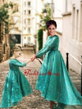 Elegant Long Sleeves Prom Dress with Lace and Modest High Low Little Girl Dress with Half Sleeves DXZH007FOR