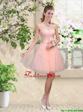 Elegant Sweetheart Baby Pink Prom Dresses with Appliques and Belt BMT042CFOR