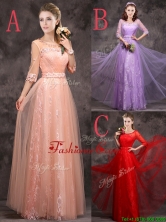Exclusive See Through Scoop Applique and Laced Prom Dress with Half Sleeves BMT0160FOR