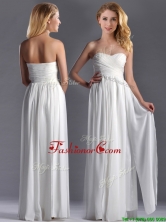 Exquisite Empire Sweetheart Ruched White Long Prom Dress in Chiffon THPD086FOR
