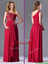 Fashionable Empire One Shoulder Sequins Red Prom Dress with Side Zipper THPD275FOR