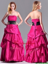 Hot Sale A Line Black Belt Prom Dress with Beaded Top and Bubbles THPD196FOR