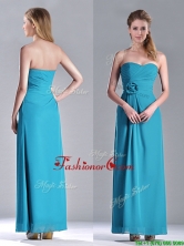 Hot Sale Ankle Length Hand Crafted Flower Prom Dress in Teal THPD049FOR