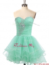 Latest A Line Organza Beaded Prom Dress in Apple Green SWPD018FOR