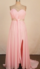 Lovely Empire Sweetheart-neck Floor-length Chiffon Pink Beading Prom Dresses Style FA-C-165