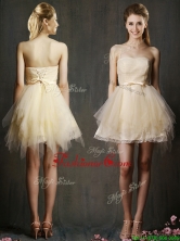 Lovely Sweetheart Short Champagne Prom Dress with Belt and Ruffles BMT0104BFOR