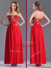 Luxurious Applique with Sequins Red Prom Dress in Ankle Length THPD302FOR