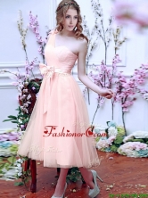 Luxurious One Shoulder Prom Dress with Bowknot and Hand Made Flowers BMT0106DFOR