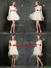 Most Popular Champagne Mini Length Prom Dress with Belt BMT0105FOR