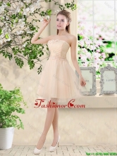 New Style Strapless Appliques and Belt Prom Dresses in Champagne  BMT043BFOR