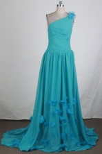 Discount Empire One Shoulder Brush Teal Prom Dress LHJ428