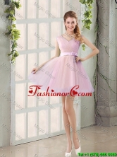 Perfect V Neck Strapless Short Prom Dresses with Bowknot BMT014C-3FOR