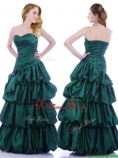 Popular A Line Ruched and Bubble Prom Dress in Hunter Green THPD320FOR