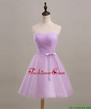 Pretty Ruching and Belt Short Prom Dresses in Lilac for 2016 DBEES295FOR
