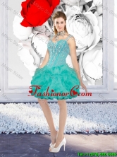 Sexy Ball Gown Beaded Prom Dresses with Straps in Turquoise QDDTA116003-1FOR