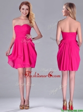 Simple Empire Sweetheart Chiffon Hot Pink Short Prom Dress for Homecoming THPD271FOR