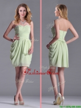 Simple Zipper Up Chiffon Yellow Green Prom Dress with Ruching THPD092FOR