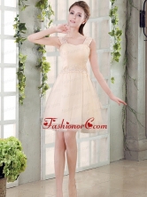 Straps A Line Champagne Prom Dress with Appliques BMT023AFOR