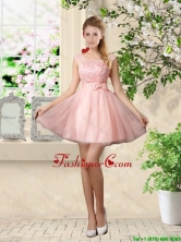 Sturning A Line Bateau Prom Dresses with Lace and Bowknot BMT037CFOR