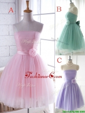 Unique Strapless Tulle Short Prom Dress with Handcrafted Flower BMT0147FOR