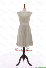 Wonderful Bateau Grey Short Prom Dresses with Beading for 2016 DBEES041FOR