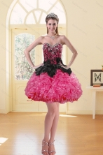 2015 Newest Short Appliques Multi Color Prom Dresses in Black XFNAOA16TZBFOR