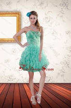2015 Short Apple Green Prom Dresses with Appliques and Ruffles XFNAO663TZBFOR