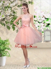 Artistic Halter Top Appliques and Laced Prom Dresses in Baby Pink BMT042BFOR