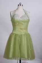 Beautiful A-line Halter Top Knee-length Short Prom Dresses Sequins Beading Style FA-Z-00156