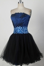 Cheap A-line Strapless Mini-length Navy Blue Prom Dress LHJ42814