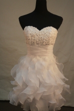 Cute empire sweetheart-neck mini length organza white beading short prom dresses FA-X-130