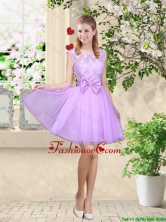 Decent Bateau A Line Prom Dresses with Lace and Bowknot BMT036CFOR