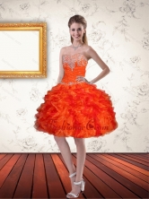 Gorgeous Sweetheart Orange Short Prom Dresses with Ruffles and Beading QDZY061TZCFOR