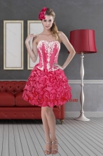 Hot Pink Sweetheart 2015 Short Prom Dresses with Pick Ups and Embroidery XFNAOA58TZBFOR