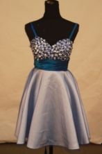 Popular A-line Strap Mini-length Gray Beading Short Prom Dresses Style FA-C-228