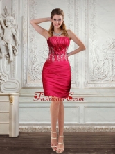 Red Ball Gown Short 2015 Prom Dresses with Hand Made Flower QDZY466TZCFOR