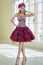 Ruffles Strapless Leopard Short Prom Dresses in Multi Color XFNAO019TZBFOR