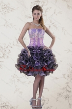 Short Strapless Multi Color Prom Dresses with Ruffles and Appliqeues XFNAO5744TZBFOR