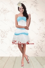 Short White and Baby Blue Strapless Prom Dresses for 2015 XFNAO001TZBFOR