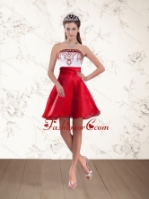Strapless White And Wine Red Short Prom Dresses with Embroidery PDZY535TZCFOR