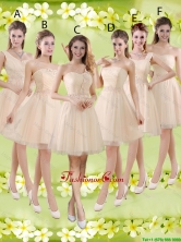 Sturning Knee Length Champagne Prom Dresses with Appliques and Belt BMT043FOR
