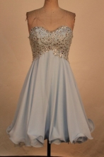 Sweet A-line Sweetheart-neck Mini-length Grey Beading Short Prom Dresses Style FA-C-173